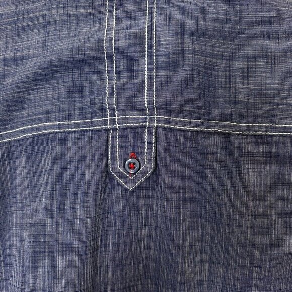 2/$30 Drill Mens Slim Fit Button Down Denim Shirt Size XL Blue Casual Skater - Picture 11 of 13